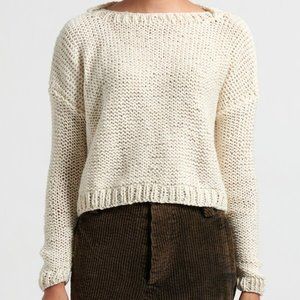 LA Hearts Cream Cropped Knit Crewneck Sweater